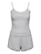 Pj Cami Short Rib Lace Pyjamas Nattøj Grey Hunkemöller