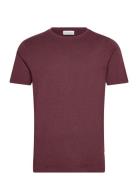 Basic Tee S/S In Melange Tops T-Kortærmet Skjorte Burgundy Lindbergh