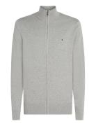 Pima Org Ctn Cashmere Zip Thru Tops Knitwear Full Zip Jumpers Grey Tom...