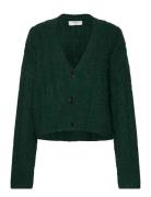 Cable Knit Cardigan Tops Knitwear Cardigans Green Rosemunde