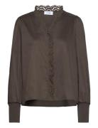 Lr-Isla Solid Tops Blouses Long-sleeved Brown Levete Room