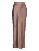 Hana Long Logo Satin Skirt Lang Nederdel Brown Ahlvar Gallery