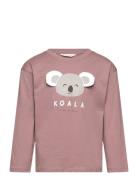 Animal Print T-Shirt Tops T-shirts Long-sleeved T-Skjorte Pink Mango