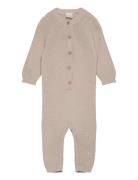 Jumpsuit Knitted Newborn Langærmet Body Beige Lindex