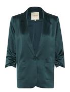 Crcocamia Sateen Blazer Blazers Single Breasted Blazers Green Cream