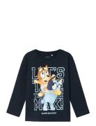 Nmmoeko Bluey Ls Nreg Top Box Sky Tops T-shirts Long-sleeved T-Skjorte...