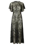 Slfdaphne Ss Midi Lace Dress Knælang Kjole Black Selected Femme