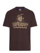 Travel Postcard Graphic Tee Tops T-Kortærmet Skjorte Brown Superdry