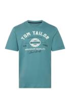 Logo Tee Tops T-Kortærmet Skjorte Blue Tom Tailor