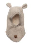 Wool Fullface W Ears Accessories Headwear Balaclava Beige Mikk-line