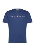 Printed Graphic Ss T-Shirt Tops T-Kortærmet Skjorte Blue GANT