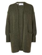 Slflulu New Ls Knit Long Cardigan B Tops Knitwear Cardigans Green Sele...
