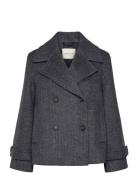 Cropped Herringb Wool Jacket Outerwear Coats Winter Coats Grey GANT