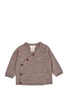 Merino Crossover Cardigan W. Hole Pattern Tops Knitwear Cardigans Beig...