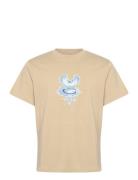 Boxy Graphic Printed T-Shirt Tops T-Kortærmet Skjorte Beige Weekday