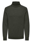 Onseddy Reg 7 Wool Roll Knit Tops Knitwear Turtlenecks Khaki Green ONL...