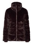 Quilted Faux-Fur Funnelneck Jacket Outerwear Faux Fur Brown Lauren Ral...