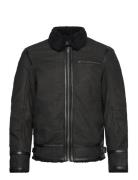 Edgar Nubuck Shearling Jacket Foret Jakke Black Jofama