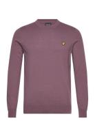 Cotton Merino Crew Neck Jumper Tops Knitwear Round Necks Purple Lyle &...