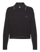 Tjw Glitter Polo Sweater Tops Knitwear Jumpers Black Tommy Jeans