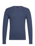 Herringb Structure C Nk Tops Knitwear Round Necks Blue Tommy Hilfiger