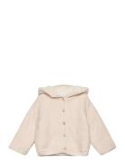 Cardigan With Stitched Sheepskin Lining Tops Knitwear Cardigans Beige ...