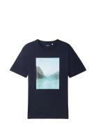 Photoprint T-Shirt Tops T-Kortærmet Skjorte Navy Tom Tailor