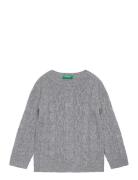 Sweater L/S Tops Knitwear Pullovers Grey United Colors Of Benetton