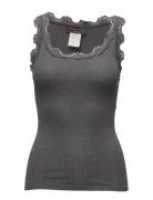 Rwbabette Silk Sl U-Neck Long Lace Tops T-shirts & Tops Sleeveless Bla...