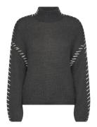 Vichoca New L/S Knit Pullover Tops Knitwear Turtleneck Grey Vila