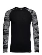 Camo Merino Wool Crew Sport Base Layer Tops Grey Bula