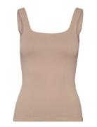 Luxe Seamless Singlet Sport T-shirts & Tops Sleeveless Beige Aim´n