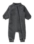 Wool Suit W Rib Outerwear Fleece Outerwear Fleece Coveralls Grey Mikk-...