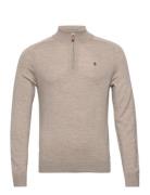 Merino John Zip Designers Knitwear Half Zip Jumpers Beige Morris