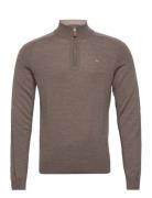 Merino John Zip Designers Knitwear Half Zip Jumpers Brown Morris