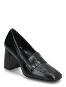 Classic Square Loafer Shoes Heels Heeled Loafers Black Apair