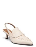 Severino Linen Vacchetta Shoes Sling Backs Heeled Slingbacks Beige ATP...