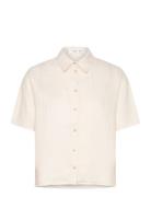 Short Sleeve Linen-Blend Shirt Tops Shirts Linen Shirts Cream Mango