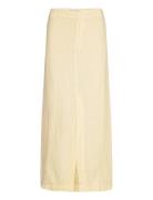 Linen Skirt With Slit Skirts Knee-length & Midi Skirts Yellow Mango