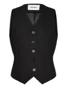 Srhibiscus Waistcoat Blazers Sleeveless Blazers Black Soft Rebels