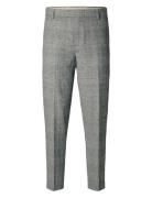 Slhtape-Kane Linen Check Trs Bottoms Trousers Linen Trousers Grey Sele...