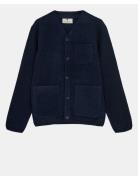 Aksigurd Boiled Wool Overshirt Tops Knitwear Cardigans Navy Anerkjendt