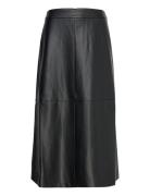 Crolenda Pu Midi Skirt Skirts Knee-length & Midi Skirts Black French C...