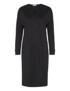 Viscose-Blend Long Sleeve Midi Dress, Daheva Knælang Kjole Black Ivo N...