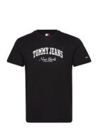 Tjm Slim Varsity Pop Tee Ext Tops T-Kortærmet Skjorte Black Tommy Jean...