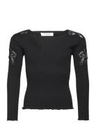 Rkbaybay Ls Blouse W/ Lace Tops T-shirts Long-sleeved T-Skjorte Black ...