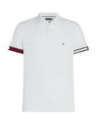 Flag Cuff Slim Polo Tops Polos Short-sleeved White Tommy Hilfiger