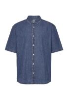 Loose Short Sleeve Denim Shirt Tops Shirts Denim Shirts Blue Weekday