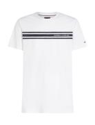 Central Chest Stripe Tee Tops T-Kortærmet Skjorte White Tommy Hilfiger