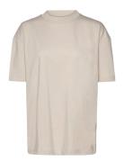 Back Graphic Boyfriend Tee Tops T-shirts & Tops Short-sleeved Beige Ca...